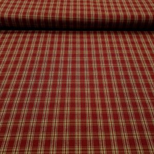Tela Homespun Cuadros Rojo y Camel