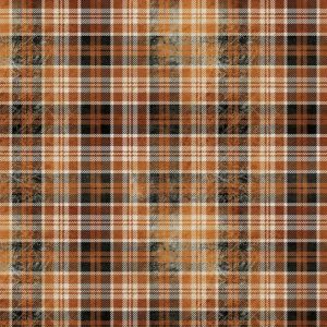 Tela Eclectic Cuadros Naranjas Gris