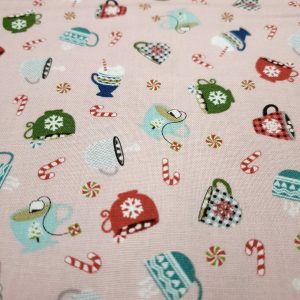 tela patchwork navidad tazas