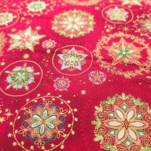 Tela Patchwork Copos de Nieve Rojo